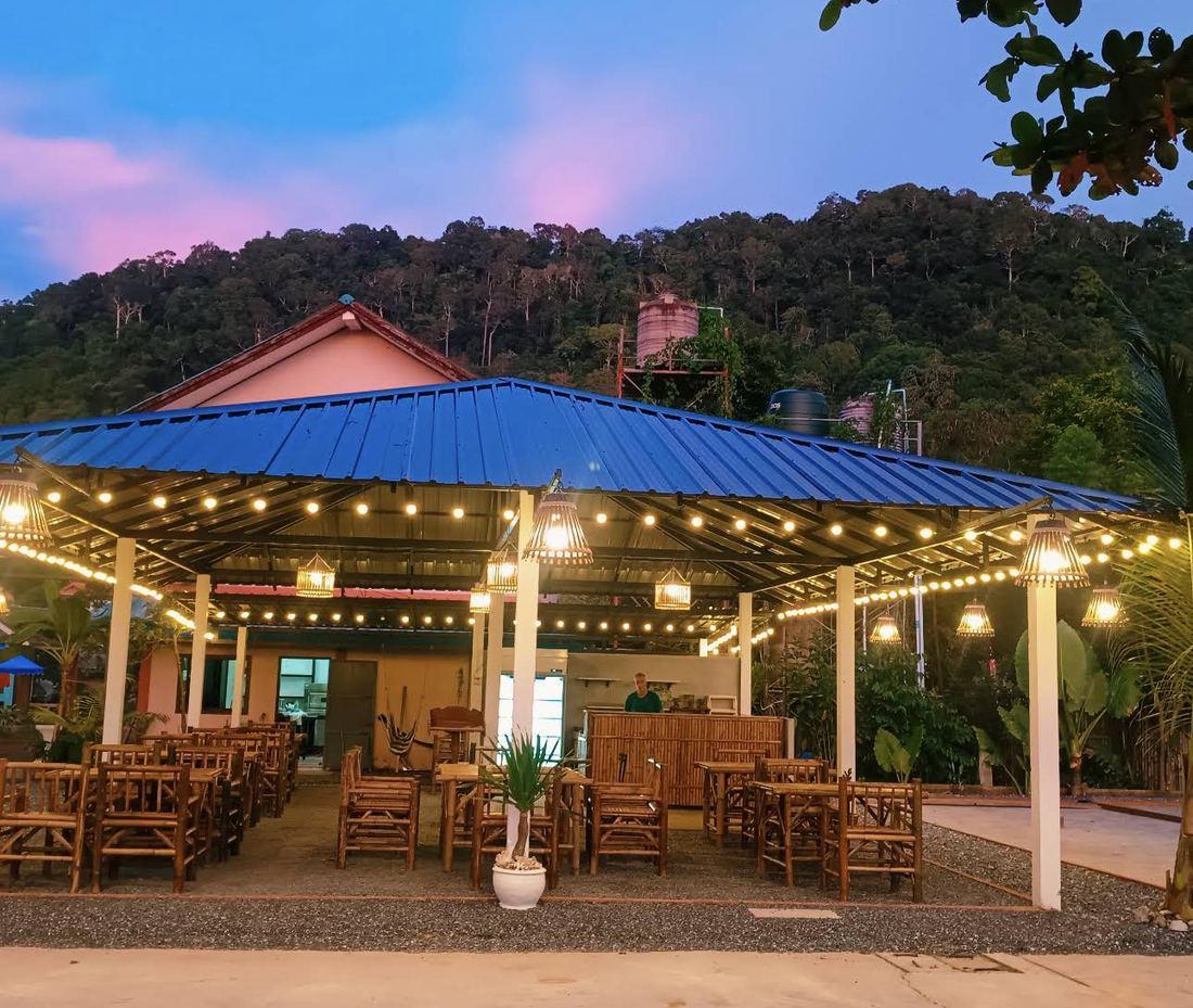 The restaurant at dusk